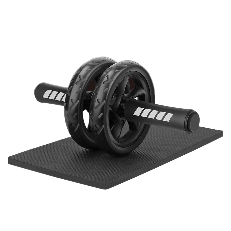 Double-Wheel Ab Roller for Core Training with Rebound Design - Premium Home Gym Core Trainer with Adjustable Elastic Band, Non-Slip Wheels and Ergonomic Handles - Includes High-Density Knee Mat