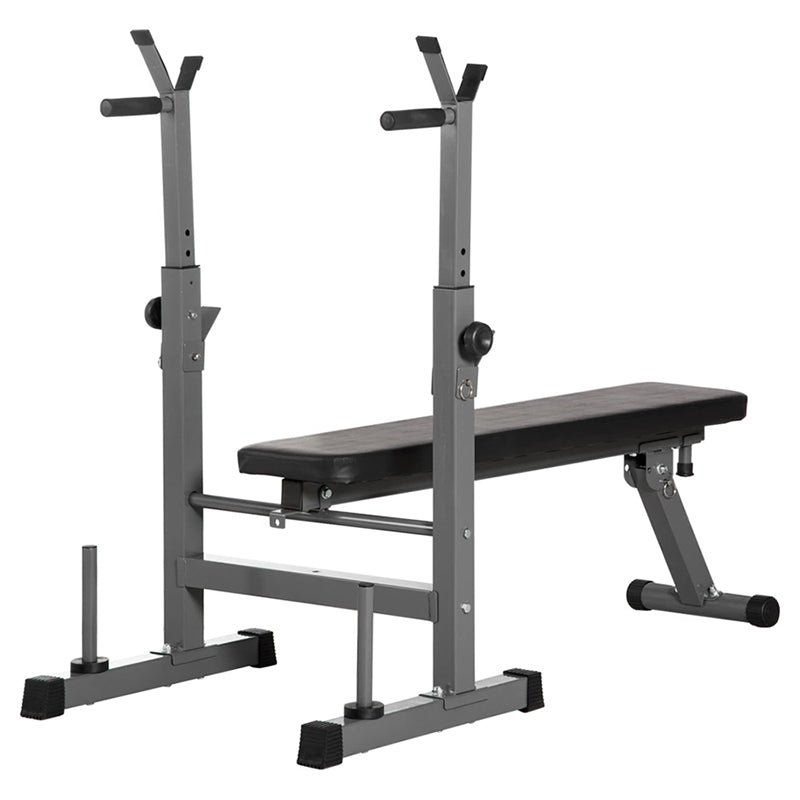 Heavy-Duty Adjustable Weight Bench with Dip Station & Barbell Rack - Multi-Functional Workout Equipment for Home Gym - Foldable Design with 250kg Capacity - Incline/Decline/Flat Positions for Full