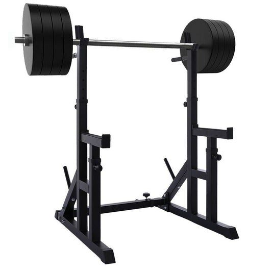 Heavy-Duty Adjustable Squat and Bench Press Rack - Professional Strength Training Station with 400kg Weight Capacity, Integrated Dip Handles - Versatile Multi-Function Home Gym Equipment for Serious