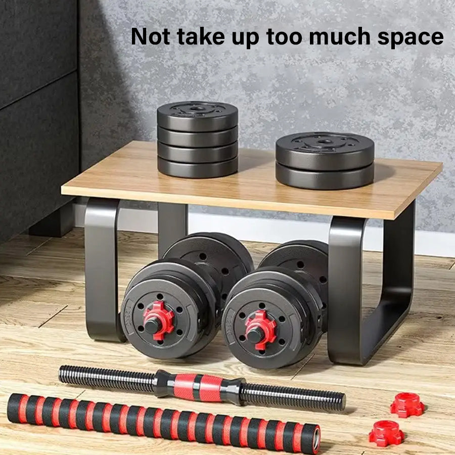 Adjustable Dumbbell & Barbell Set – 20kg 25kg 30kg | 2-in-1 Strength Training Equipment for Men & Women | Vinyl Dumbbell Pair with Connector for Home Gym Workouts