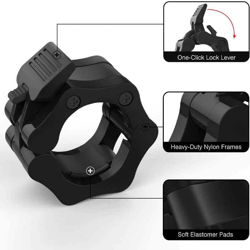 Olympic Barbell Collars 2'' – Quick-Release Locking Clamps, Heavy-Duty ABS for Weightlifting, CrossFit & Home Gym