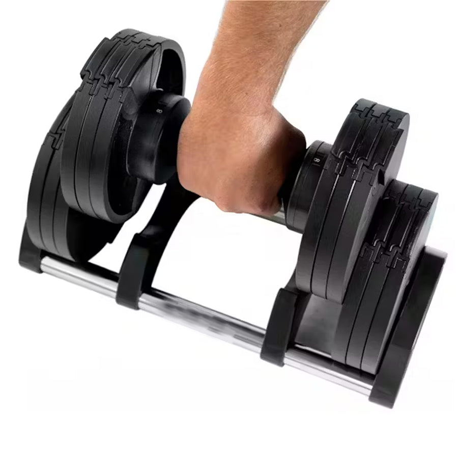 Round Adjustable Dumbbell – Solid Steel Weight | Single Unit | 24kg to 45kg Options | Rotatory Adjustment | Scratch-Resistant Home Gym Dumbbell