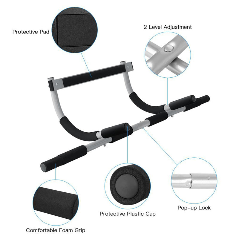 Doorway Pull-Up Bar – No Drilling Required | Multi-Grip Chin-Up Bar for Arms, Core & Back | Padded Handles & Heavy-Duty Design for Home Fitness