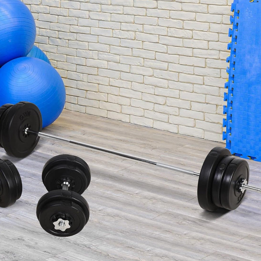 65kg Chrome Adjustable Dumbbell & Barbell Set | 2-in-1 Free Weights Training Equipment with Knurled Bar & Bar Joiner | Premium Strength Training Home Gym Kit