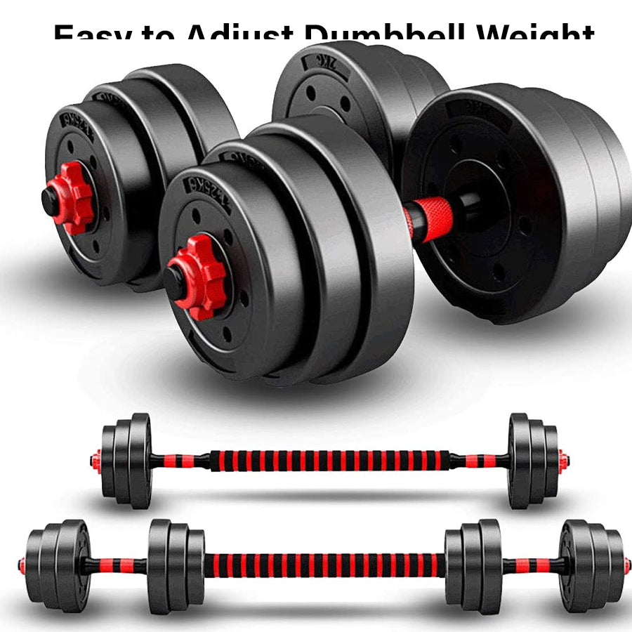 Adjustable Dumbbell & Barbell Set – 20kg 25kg 30kg | 2-in-1 Strength Training Equipment for Men & Women | Vinyl Dumbbell Pair with Connector for Home Gym Workouts