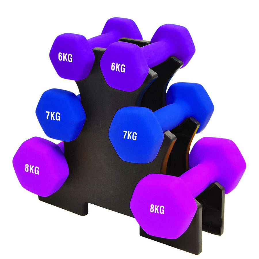 Neoprene Dumbbell Tree Rack Stand - 3/5 Tier Dumbbell Holder for Home Gym Storage - Heavy-Duty Steel Construction with Powder Coating - Space-Saving Design - Perfect Fitness Weight Organiser