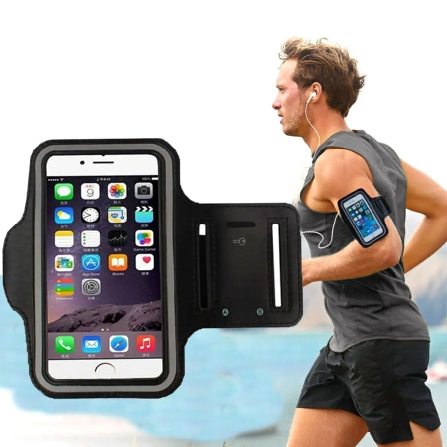 Adjustable Sports Armband Phone Holder for Running and Gym Workouts - Compatible with iPhone, Samsung, Large Screen Phones - Waterproof Running Case with Key Pocket and Card Slot for Exercise