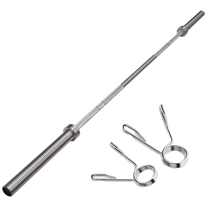 Olympic 2'' Barbell – Heavy-Duty Steel Training Bar with Spring Collars – 4ft to 7ft Options for Home Gym & Weightlifting