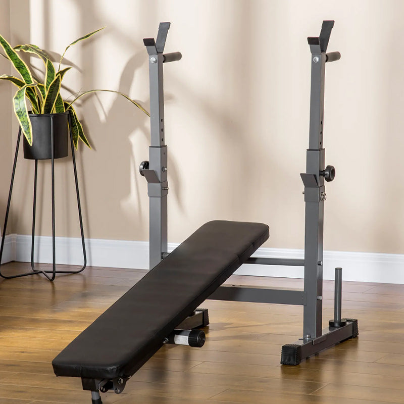 Heavy-Duty Adjustable Weight Bench with Dip Station & Barbell Rack - Multi-Functional Workout Equipment for Home Gym - Foldable Design with 250kg Capacity - Incline/Decline/Flat Positions for Full