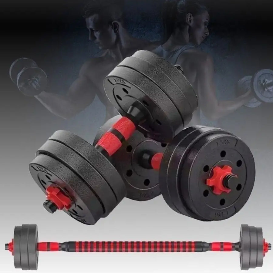 Adjustable Dumbbell & Barbell Set – 20kg 25kg 30kg | 2-in-1 Strength Training Equipment for Men & Women | Vinyl Dumbbell Pair with Connector for Home Gym Workouts