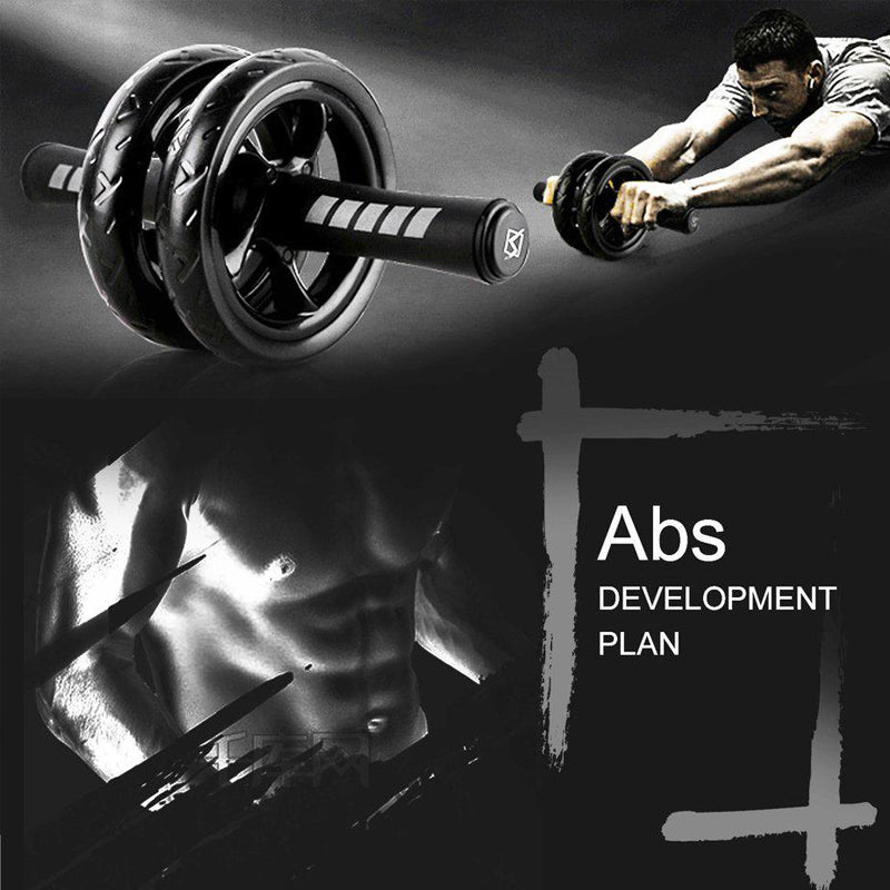 Double-Wheel Ab Roller for Core Training with Rebound Design - Premium Home Gym Core Trainer with Adjustable Elastic Band, Non-Slip Wheels and Ergonomic Handles - Includes High-Density Knee Mat