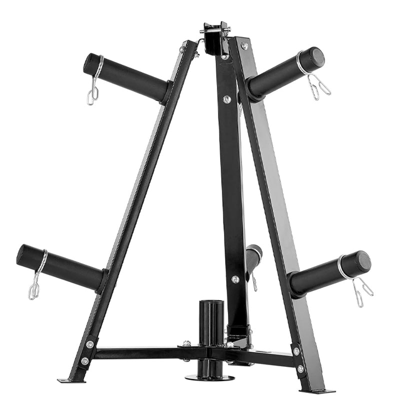 Heavy-Duty Vertical Weight Disc & Dumbbell Storage Rack - 300kg Capacity with 6 Fasten Clamps - Compact Space-Saving Design for Home Gym - 5cm Olympic Plate & Weight Organiser - Steel Frame