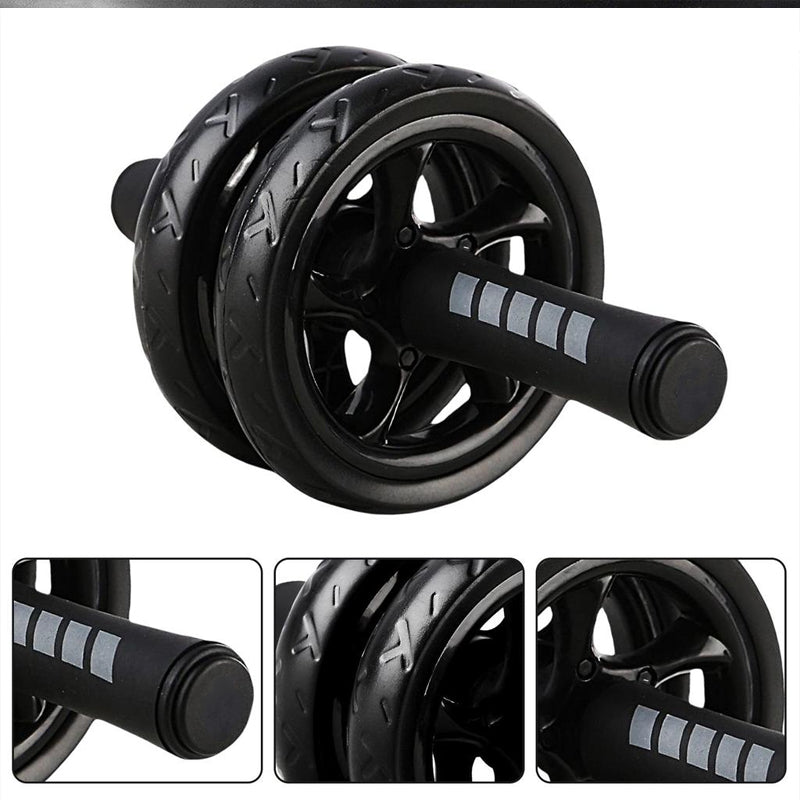 Double-Wheel Ab Roller for Core Training with Rebound Design - Premium Home Gym Core Trainer with Adjustable Elastic Band, Non-Slip Wheels and Ergonomic Handles - Includes High-Density Knee Mat