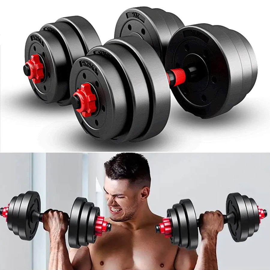 Adjustable Dumbbell & Barbell Set – 20kg 25kg 30kg | 2-in-1 Strength Training Equipment for Men & Women | Vinyl Dumbbell Pair with Connector for Home Gym Workouts