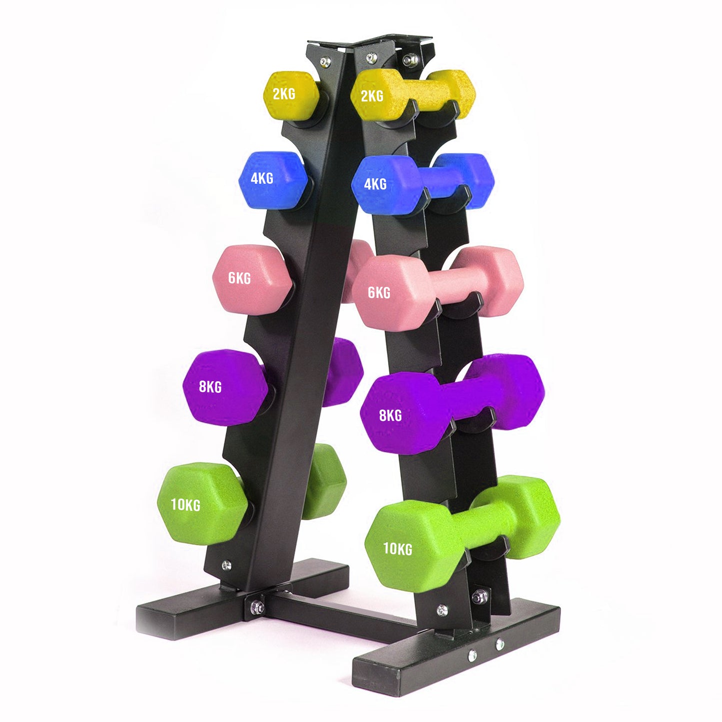 Neoprene Dumbbell Tree Rack Stand - 3/5 Tier Dumbbell Holder for Home Gym Storage - Heavy-Duty Steel Construction with Powder Coating - Space-Saving Design - Perfect Fitness Weight Organiser