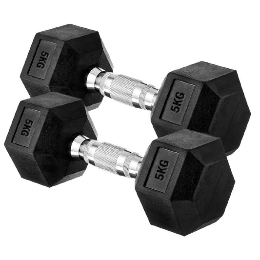 Premium Rubber-Coated Hex Dumbbells: Pairs & Complete Weight Sets from 2.5kg to 60kg - Anti-Roll Design with Ergonomic Metal Handles for Home Gym, Strength Training & Professional Bodybuilding