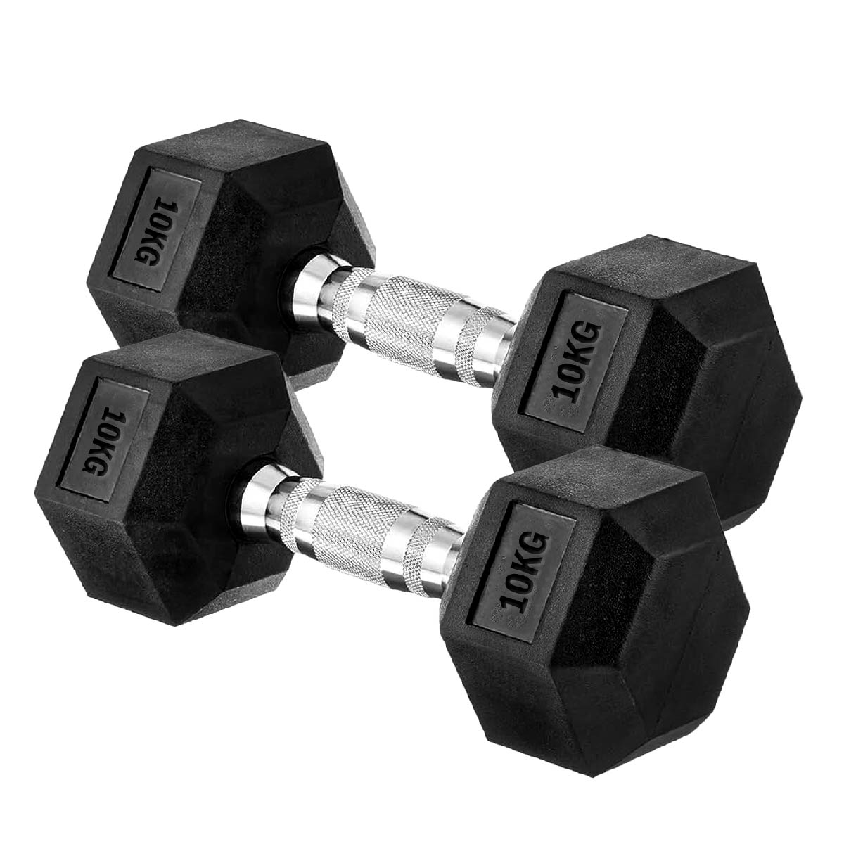 Premium Rubber-Coated Hex Dumbbells: Singles, Pairs & Complete Weight Sets from 2.5kg to 60kg - Anti-Roll Design with Ergonomic Metal Handles for Home Gym, Strength Training & Professional Bodybuilding