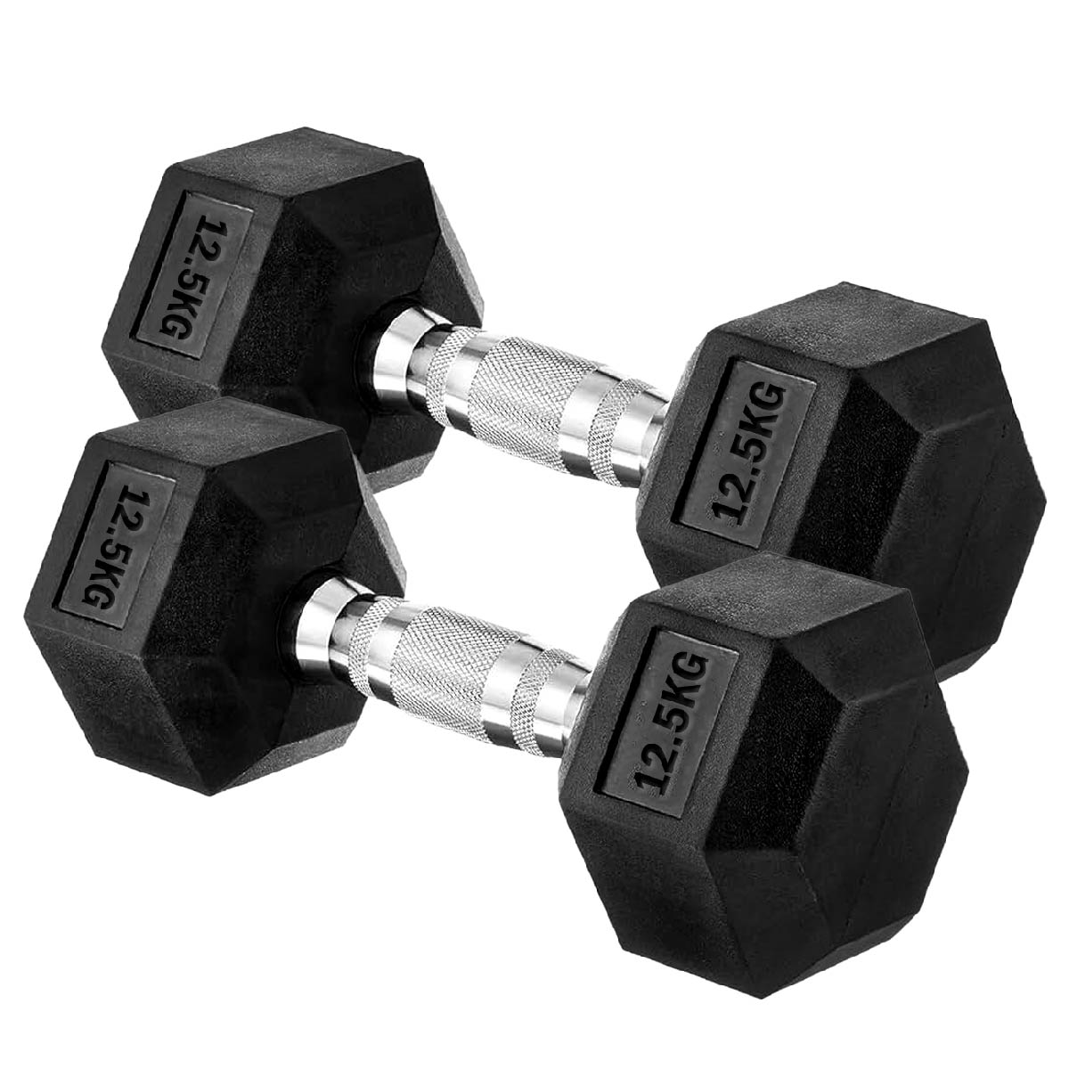 Premium Rubber-Coated Hex Dumbbells: Singles, Pairs & Complete Weight Sets from 2.5kg to 60kg - Anti-Roll Design with Ergonomic Metal Handles for Home Gym, Strength Training & Professional Bodybuilding