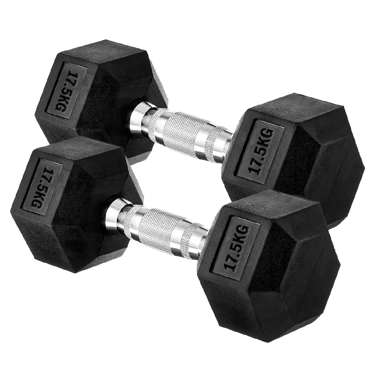 Premium Rubber-Coated Hex Dumbbells: Singles, Pairs & Complete Weight Sets from 2.5kg to 60kg - Anti-Roll Design with Ergonomic Metal Handles for Home Gym, Strength Training & Professional Bodybuilding