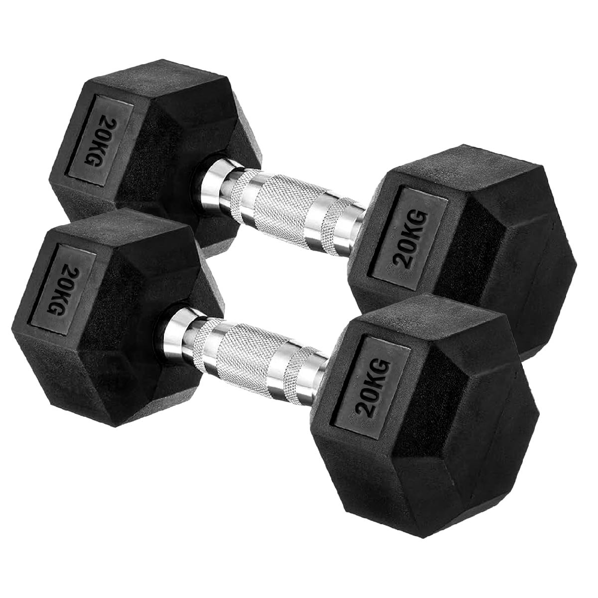 Premium Rubber-Coated Hex Dumbbells: Singles, Pairs & Complete Weight Sets from 2.5kg to 60kg - Anti-Roll Design with Ergonomic Metal Handles for Home Gym, Strength Training & Professional Bodybuilding