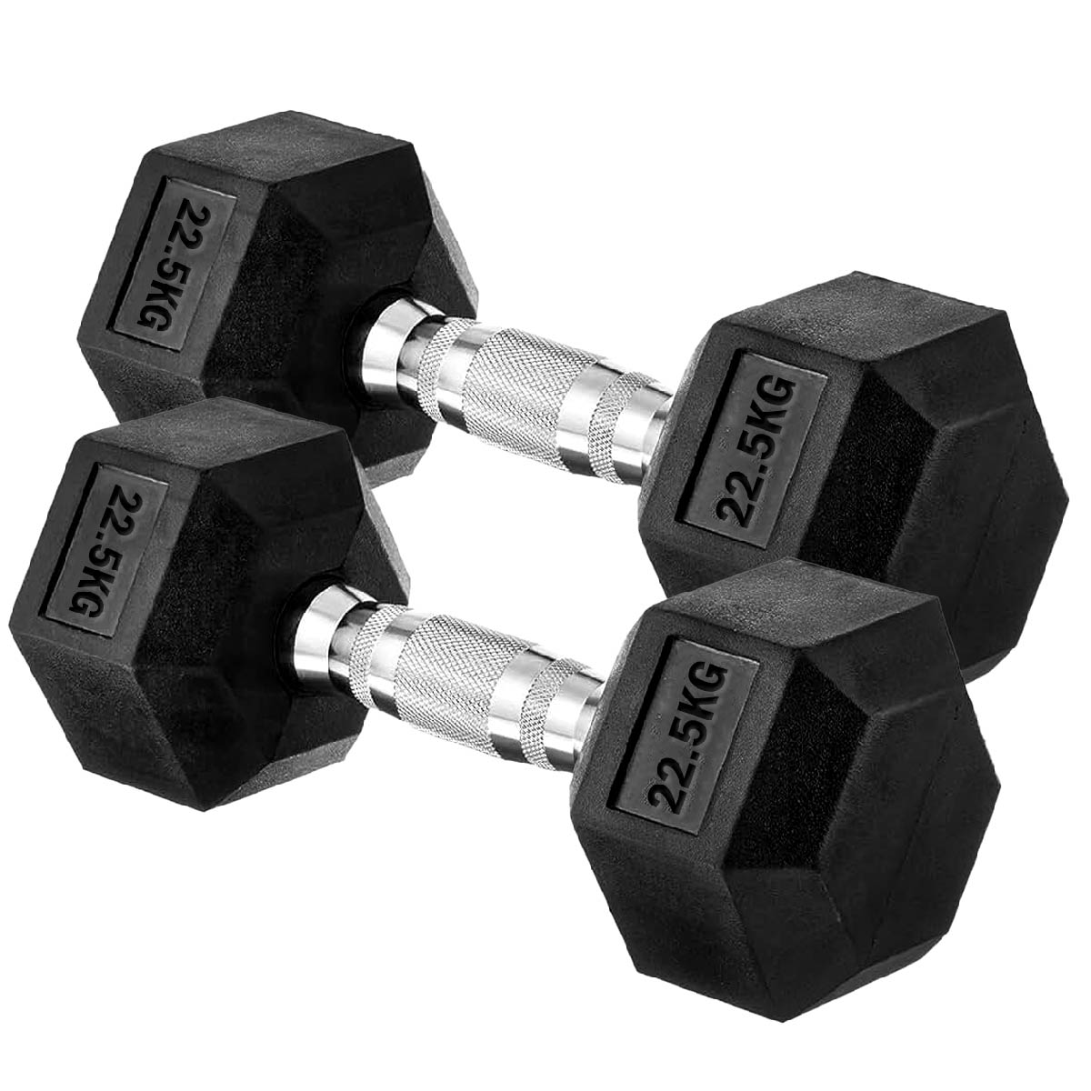 Premium Rubber-Coated Hex Dumbbells: Singles, Pairs & Complete Weight Sets from 2.5kg to 60kg - Anti-Roll Design with Ergonomic Metal Handles for Home Gym, Strength Training & Professional Bodybuilding