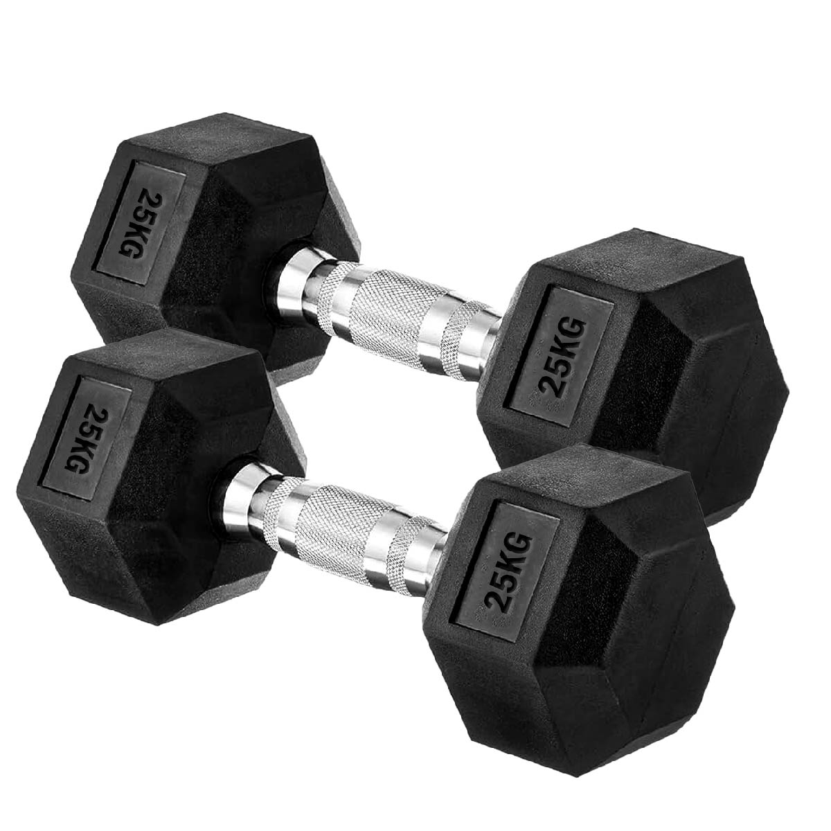 Premium Rubber-Coated Hex Dumbbells: Singles, Pairs & Complete Weight Sets from 2.5kg to 60kg - Anti-Roll Design with Ergonomic Metal Handles for Home Gym, Strength Training & Professional Bodybuilding