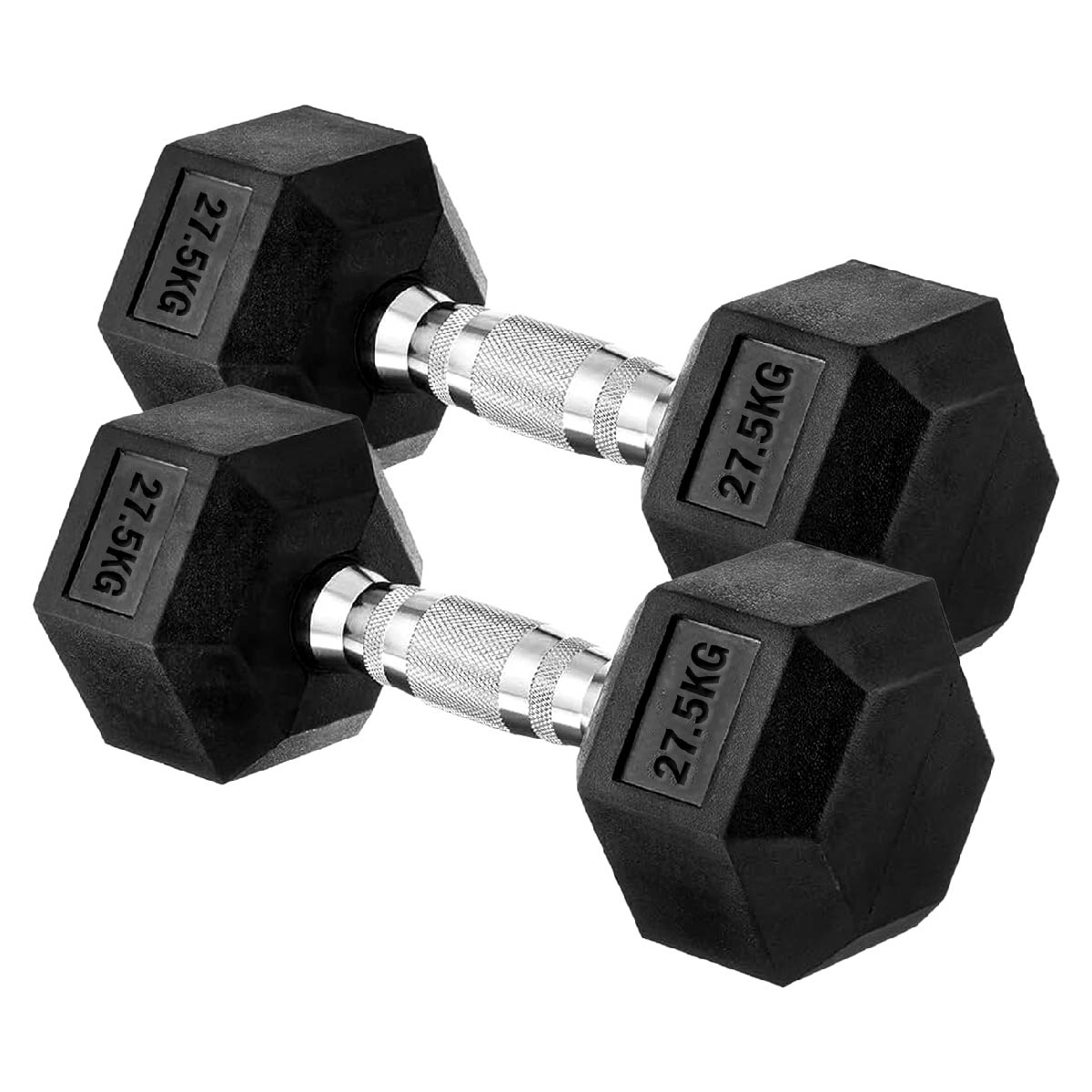 Premium Rubber-Coated Hex Dumbbells: Singles, Pairs & Complete Weight Sets from 2.5kg to 60kg - Anti-Roll Design with Ergonomic Metal Handles for Home Gym, Strength Training & Professional Bodybuilding