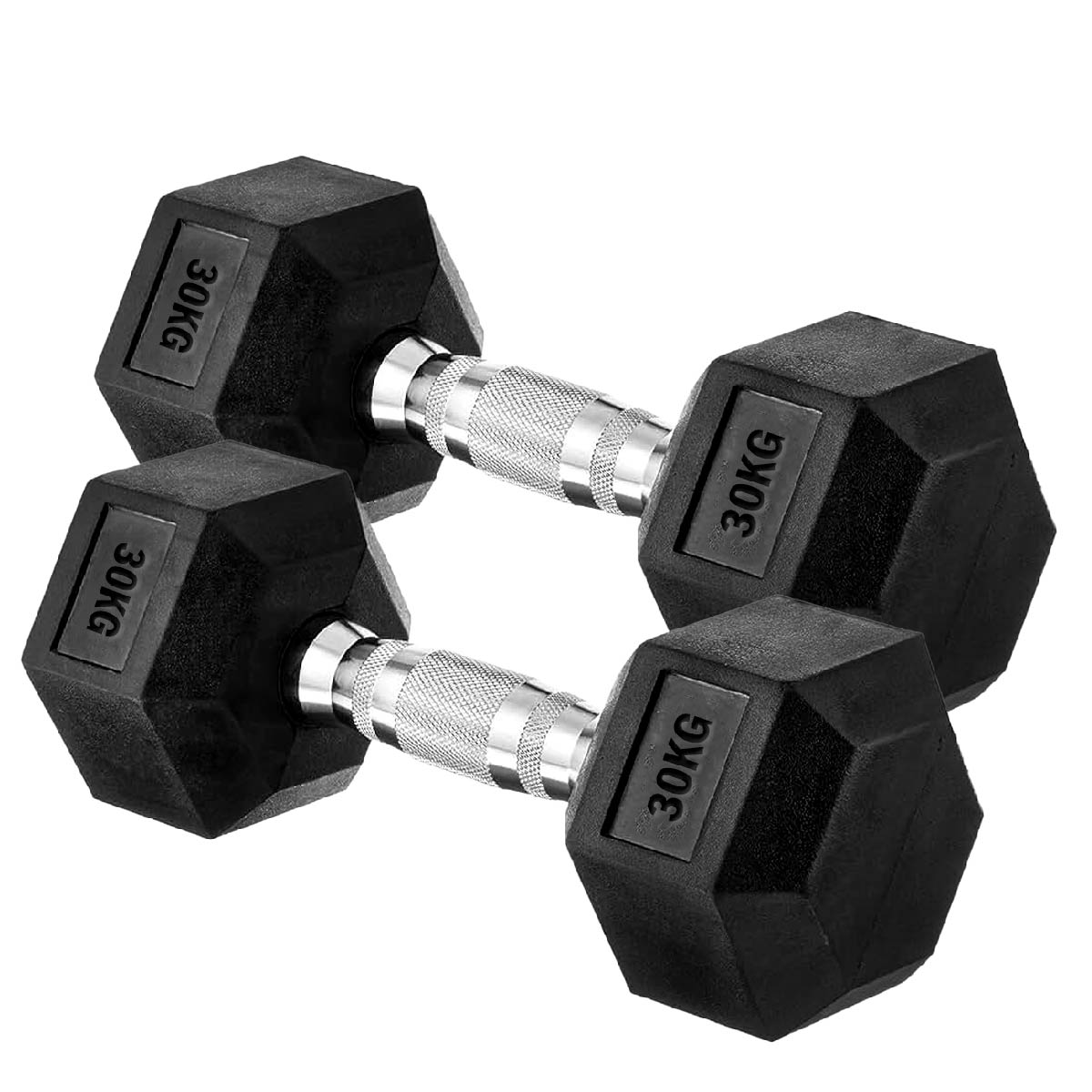Premium Rubber-Coated Hex Dumbbells: Singles, Pairs & Complete Weight Sets from 2.5kg to 60kg - Anti-Roll Design with Ergonomic Metal Handles for Home Gym, Strength Training & Professional Bodybuilding