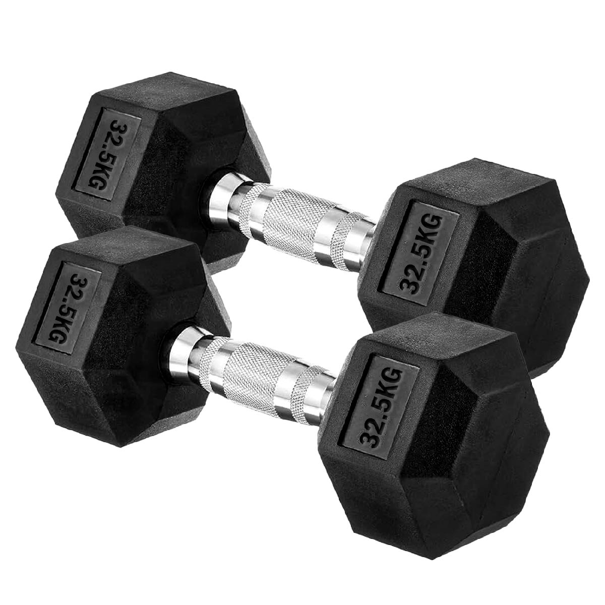 Premium Rubber-Coated Hex Dumbbells: Singles, Pairs & Complete Weight Sets from 2.5kg to 60kg - Anti-Roll Design with Ergonomic Metal Handles for Home Gym, Strength Training & Professional Bodybuilding