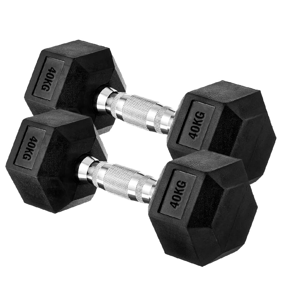 Premium Rubber-Coated Hex Dumbbells: Singles, Pairs & Complete Weight Sets from 2.5kg to 60kg - Anti-Roll Design with Ergonomic Metal Handles for Home Gym, Strength Training & Professional Bodybuilding