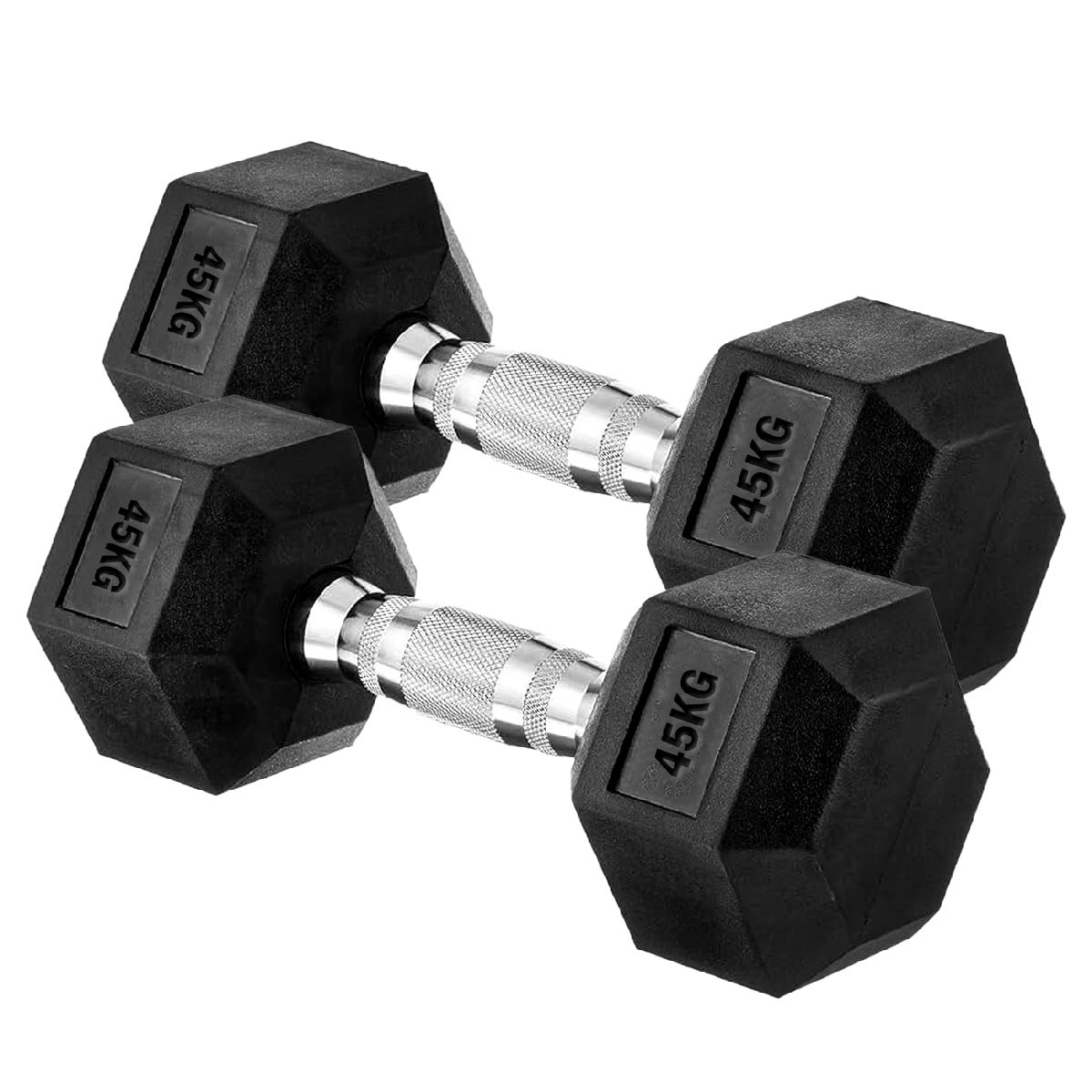 Premium Rubber-Coated Hex Dumbbells: Singles, Pairs & Complete Weight Sets from 2.5kg to 60kg - Anti-Roll Design with Ergonomic Metal Handles for Home Gym, Strength Training & Professional Bodybuilding
