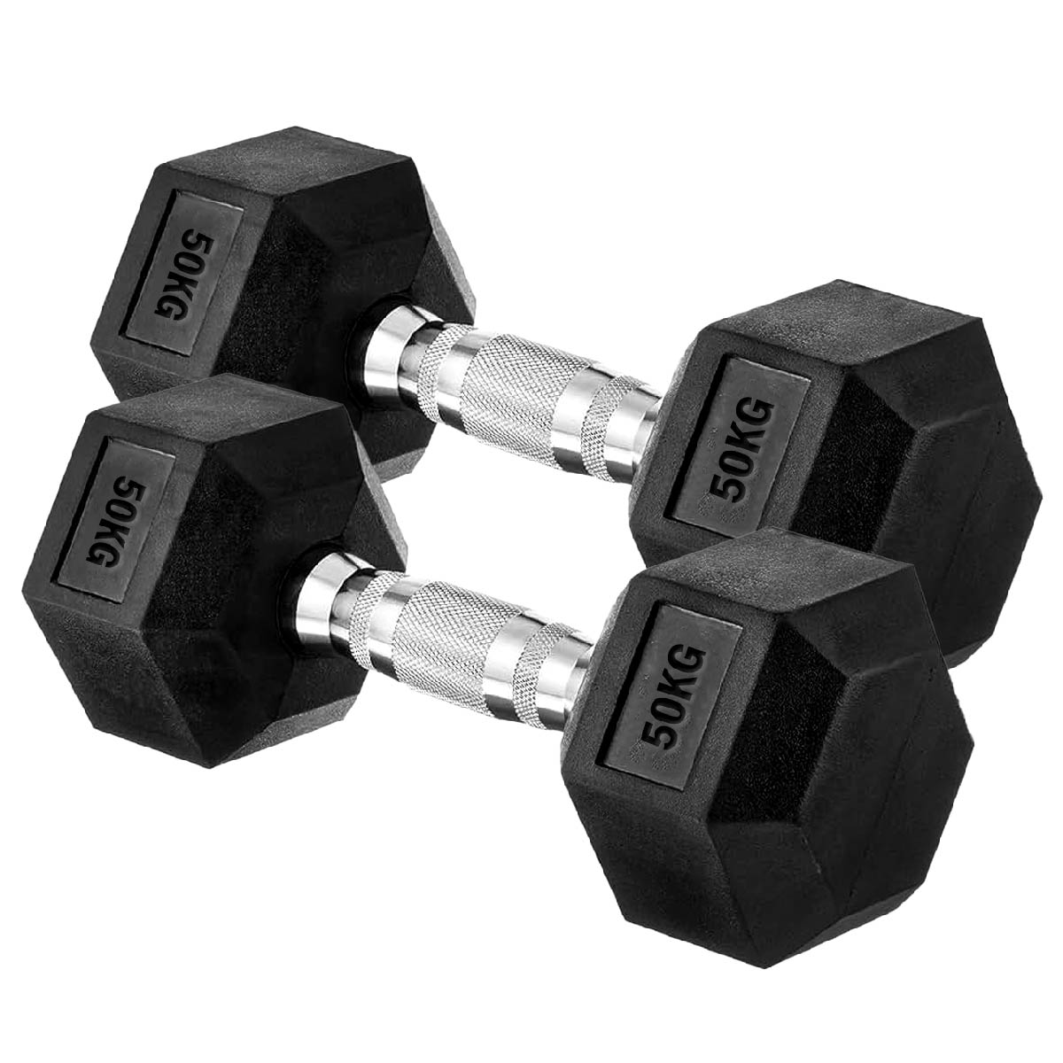 Premium Rubber-Coated Hex Dumbbells: Singles, Pairs & Complete Weight Sets from 2.5kg to 60kg - Anti-Roll Design with Ergonomic Metal Handles for Home Gym, Strength Training & Professional Bodybuilding