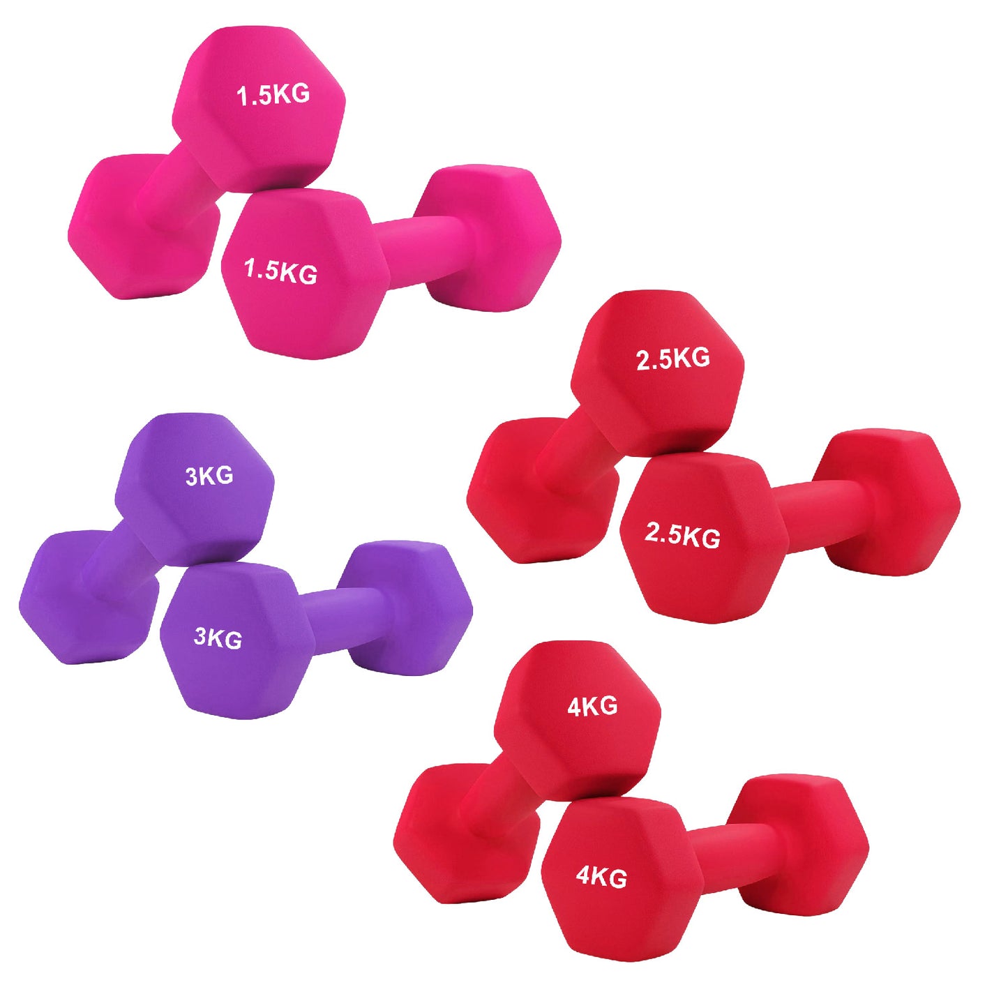 Premium Anti-Roll Neoprene Dumbbell Weights with Non-Slip Grip - Hex Shape Design for Stability - Comfortable Soft-Touch Coating - Available in Singles, Pairs & Complete Sets for Full-Body Workouts
