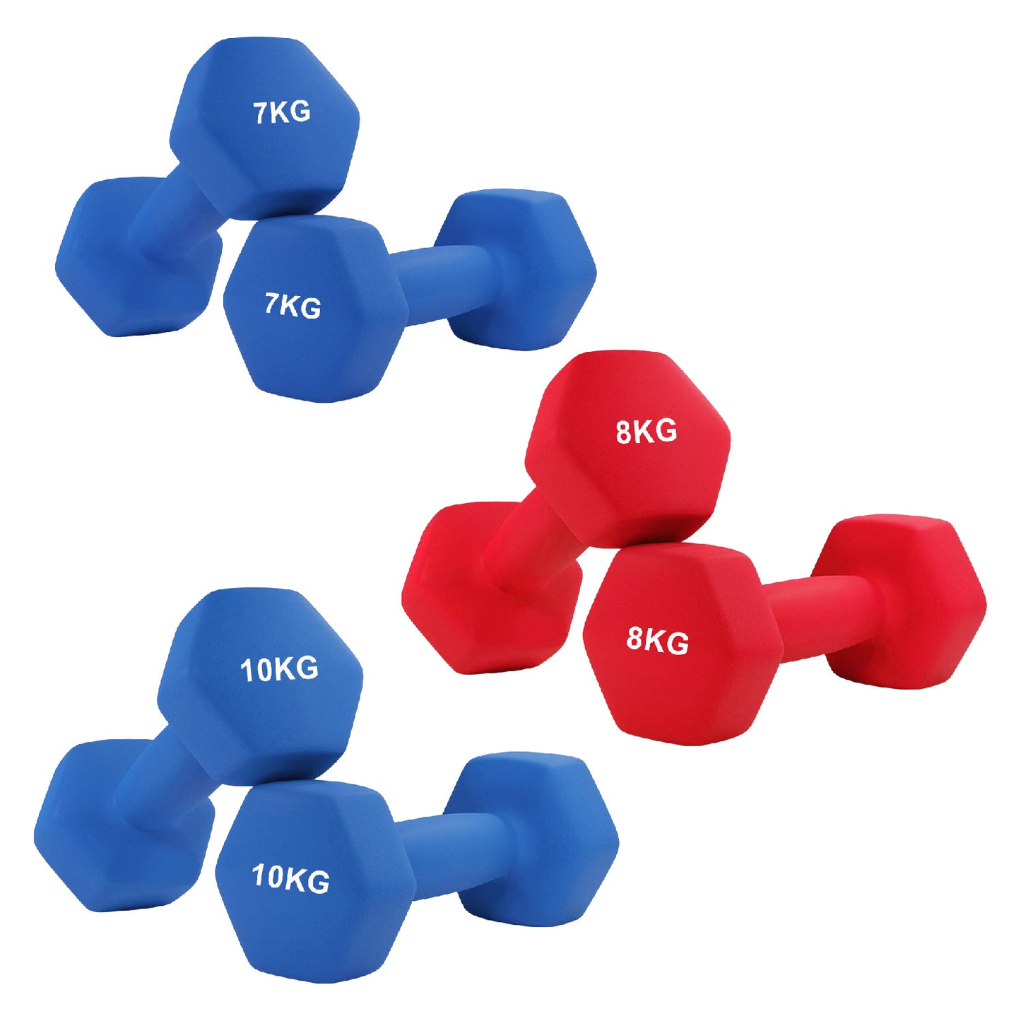 Premium Anti-Roll Neoprene Dumbbell Weights with Non-Slip Grip - Hex Shape Design for Stability - Comfortable Soft-Touch Coating - Available in Singles, Pairs & Complete Sets for Full-Body Workouts