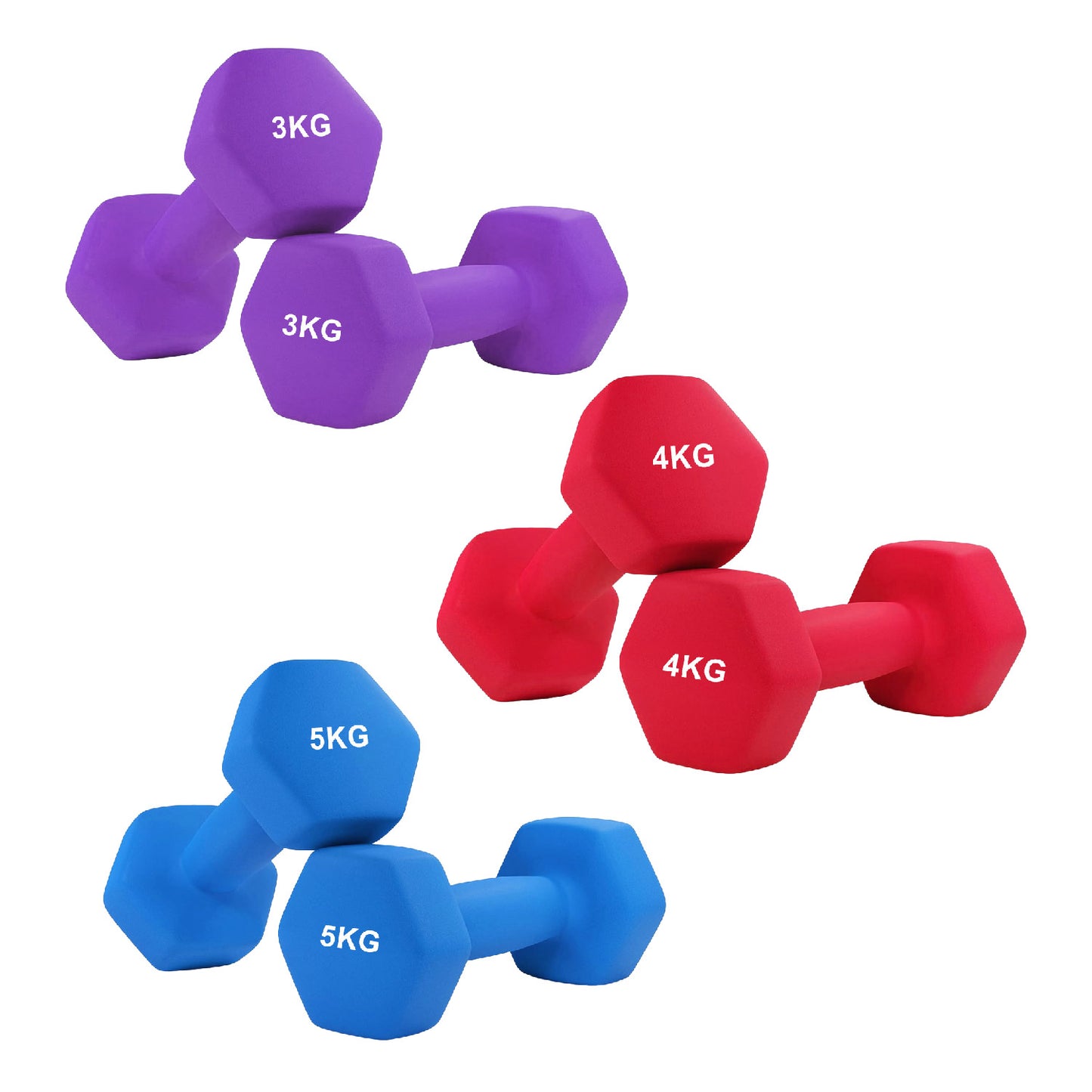 Premium Anti-Roll Neoprene Dumbbell Weights with Non-Slip Grip - Hex Shape Design for Stability - Comfortable Soft-Touch Coating - Available in Singles, Pairs & Complete Sets for Full-Body Workouts