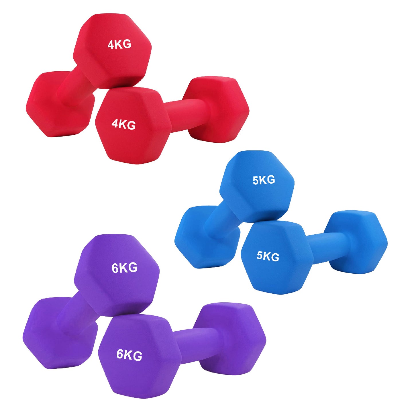 Premium Anti-Roll Neoprene Dumbbell Weights with Non-Slip Grip - Hex Shape Design for Stability - Comfortable Soft-Touch Coating - Available in Singles, Pairs & Complete Sets for Full-Body Workouts