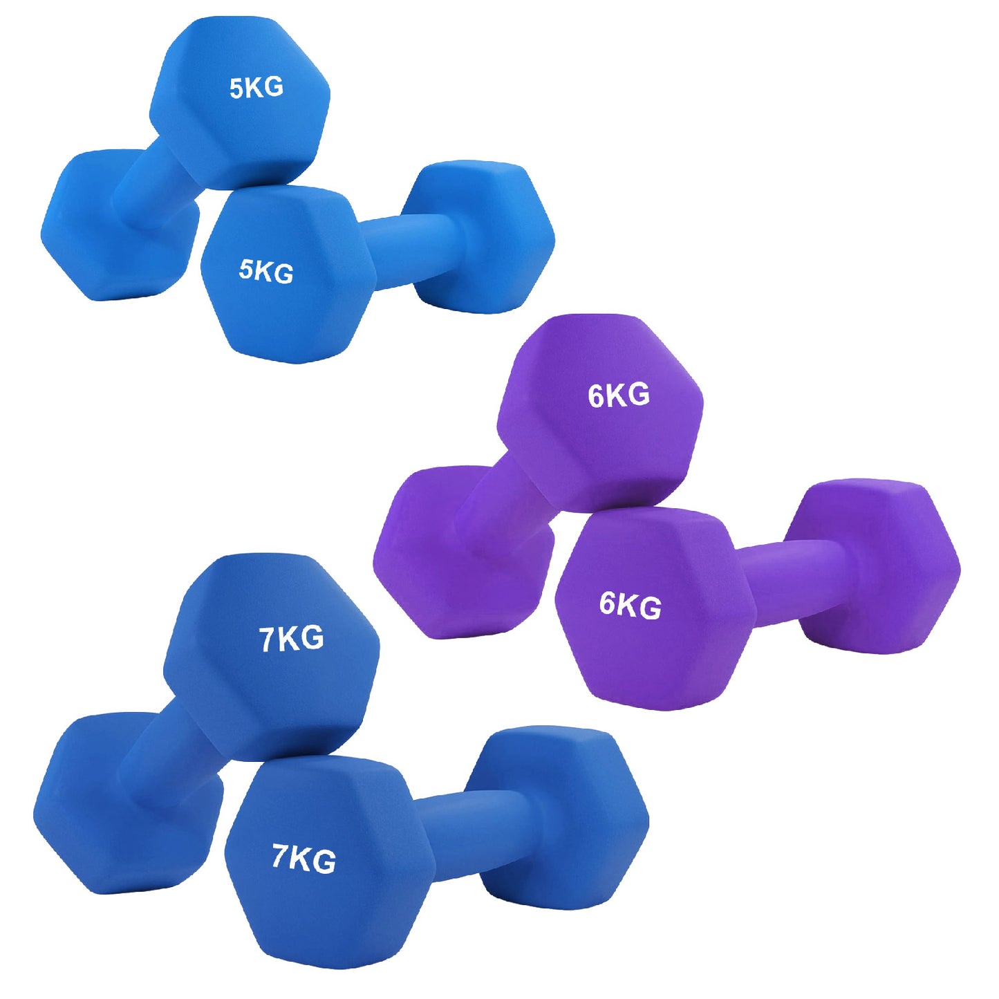 Premium Anti-Roll Neoprene Dumbbell Weights with Non-Slip Grip - Hex Shape Design for Stability - Comfortable Soft-Touch Coating - Available in Singles, Pairs & Complete Sets for Full-Body Workouts