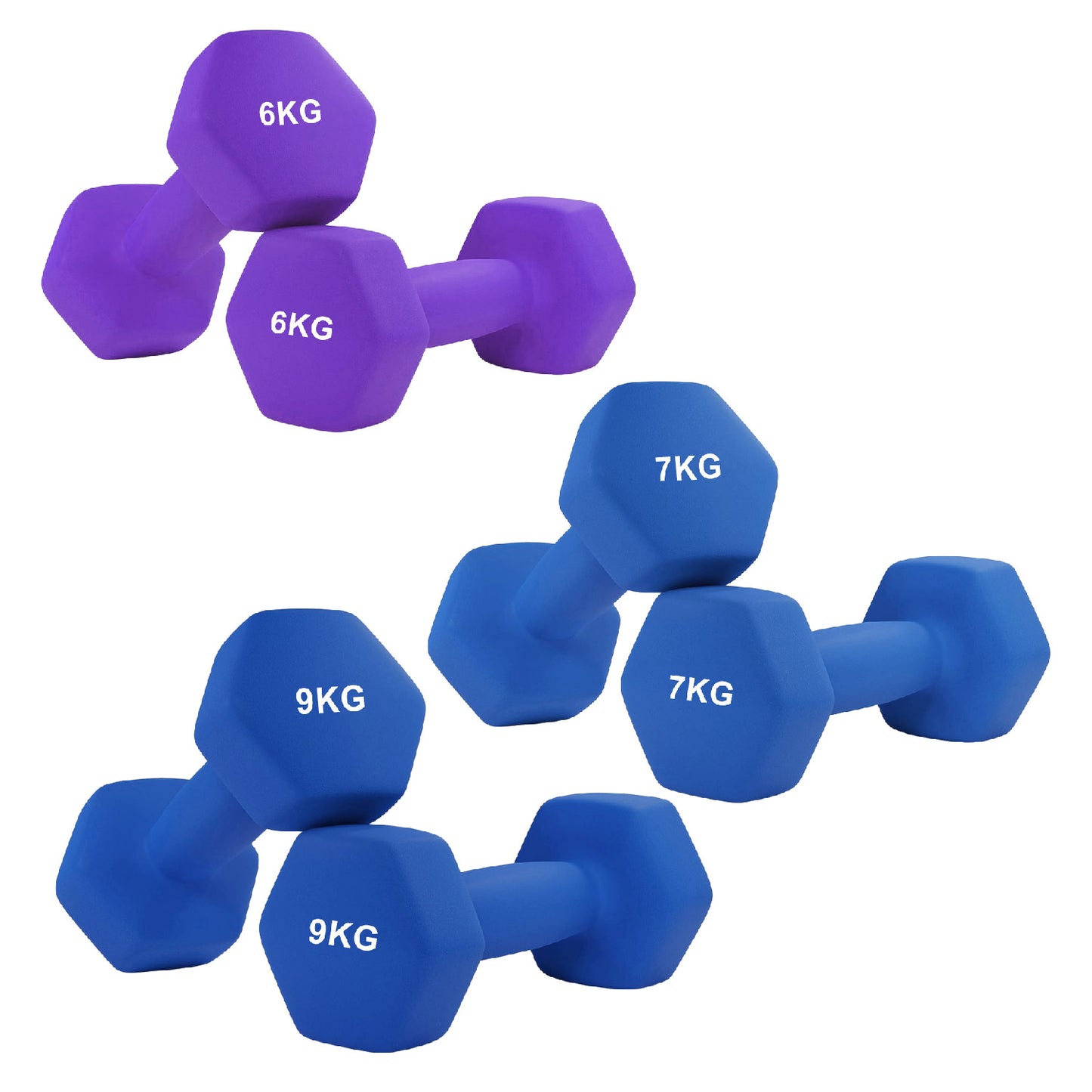 Premium Anti-Roll Neoprene Dumbbell Weights with Non-Slip Grip - Hex Shape Design for Stability - Comfortable Soft-Touch Coating - Available in Singles, Pairs & Complete Sets for Full-Body Workouts