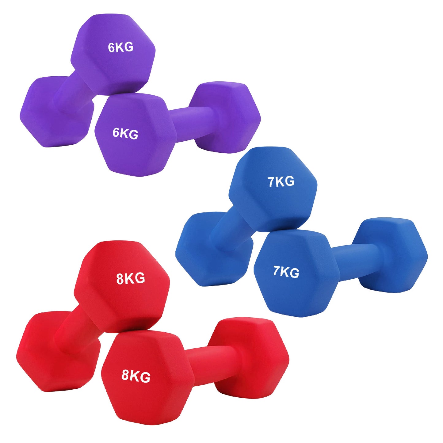 Premium Anti-Roll Neoprene Dumbbell Weights with Non-Slip Grip - Hex Shape Design for Stability - Comfortable Soft-Touch Coating - Available in Singles, Pairs & Complete Sets for Full-Body Workouts