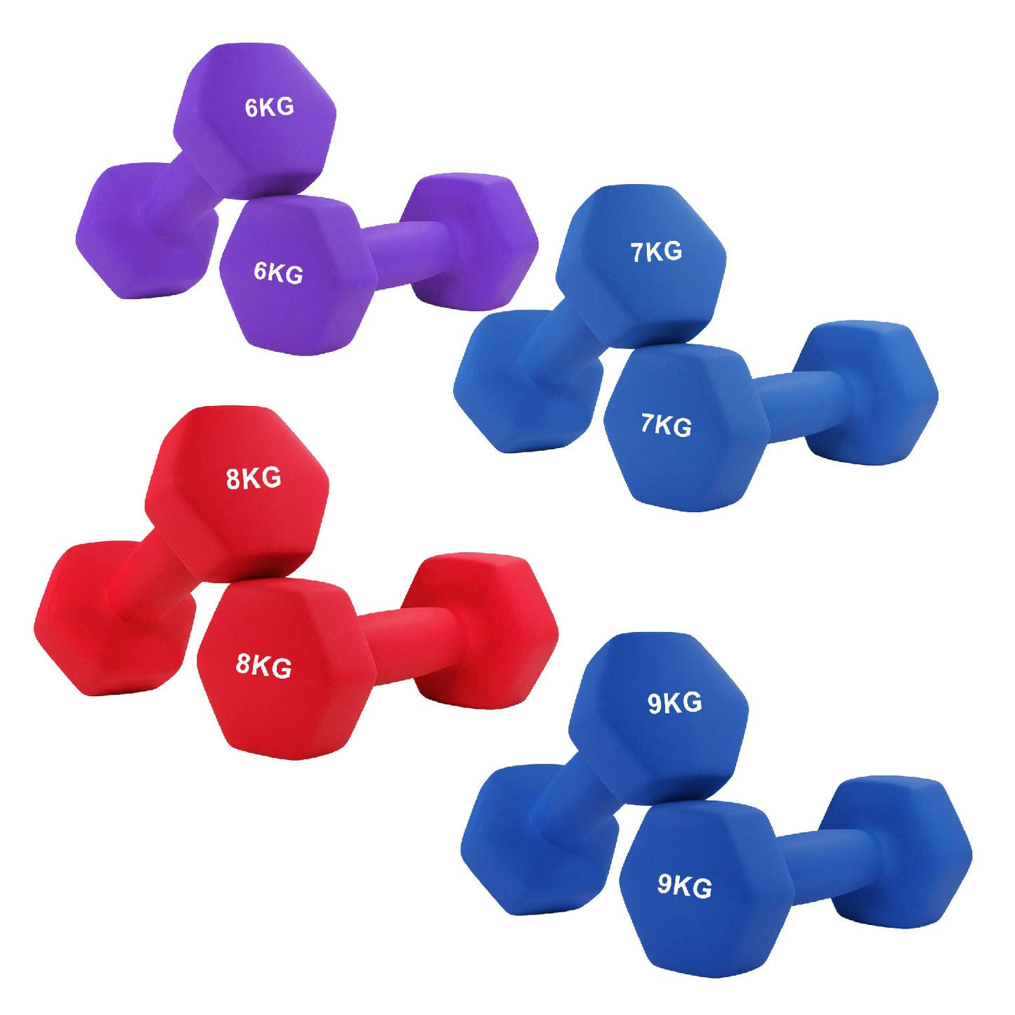Premium Anti-Roll Neoprene Dumbbell Weights with Non-Slip Grip - Hex Shape Design for Stability - Comfortable Soft-Touch Coating - Available in Singles, Pairs & Complete Sets for Full-Body Workouts