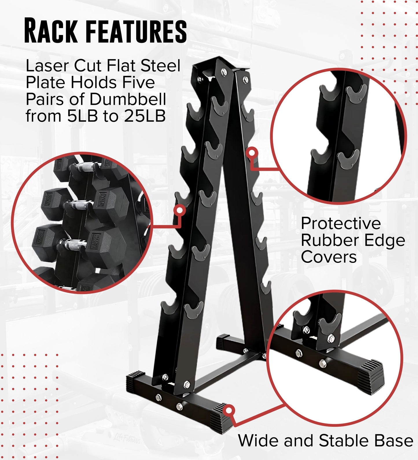 Heavy-Duty Dumbbell Storage Rack - Multi-Tier Design for Home Gym & Commercial Fitness - Available in 3, 4, 5 & 6-Tier Options - Premium Workout Weight Organization System - Steel Construction