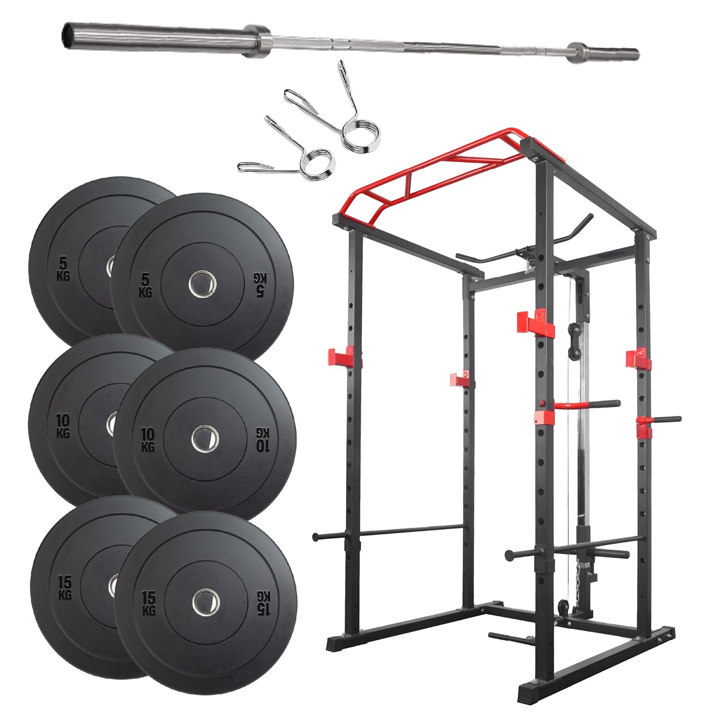 Professional Power Multi Cage with Integrated Cable Pulley System - Adjustable Height Strength Training Station with Heavy-Duty Steel Frame - Multi-Grip Pull-Up Bar for Complete Home Gym Workouts