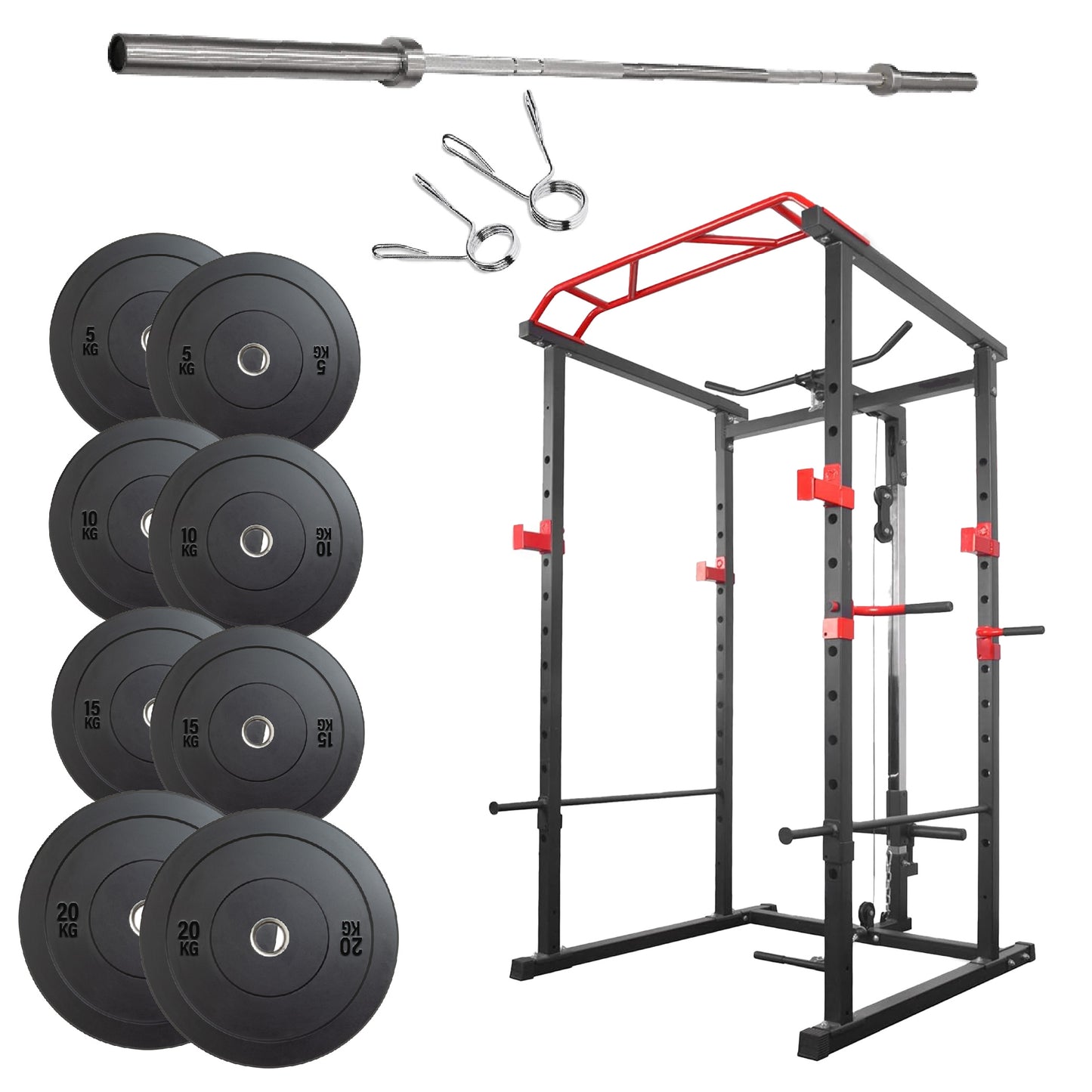 Professional Power Multi Cage with Integrated Cable Pulley System - Adjustable Height Strength Training Station with Heavy-Duty Steel Frame - Multi-Grip Pull-Up Bar for Complete Home Gym Workouts