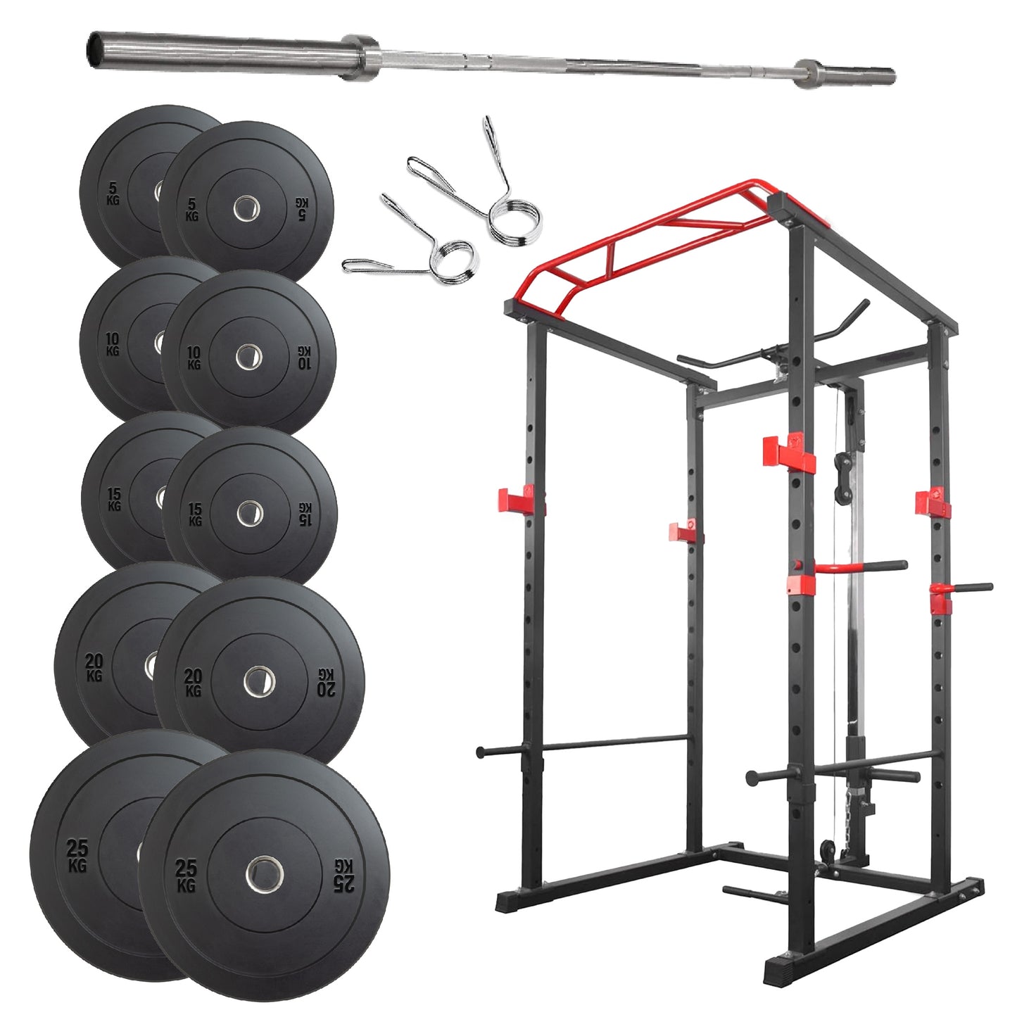 Professional Power Multi Cage with Integrated Cable Pulley System - Adjustable Height Strength Training Station with Heavy-Duty Steel Frame - Multi-Grip Pull-Up Bar for Complete Home Gym Workouts