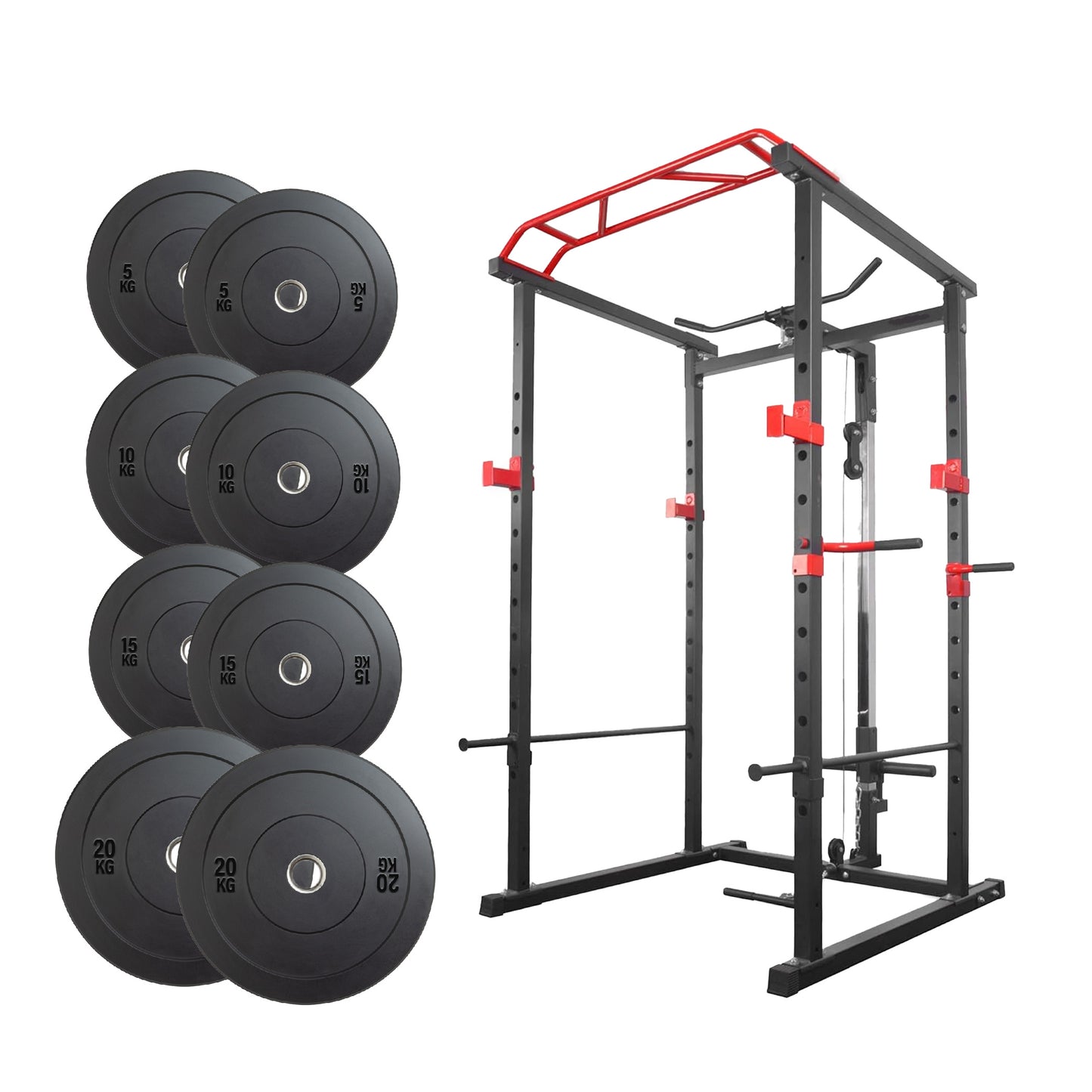 Professional Power Multi Cage with Integrated Cable Pulley System - Adjustable Height Strength Training Station with Heavy-Duty Steel Frame - Multi-Grip Pull-Up Bar for Complete Home Gym Workouts