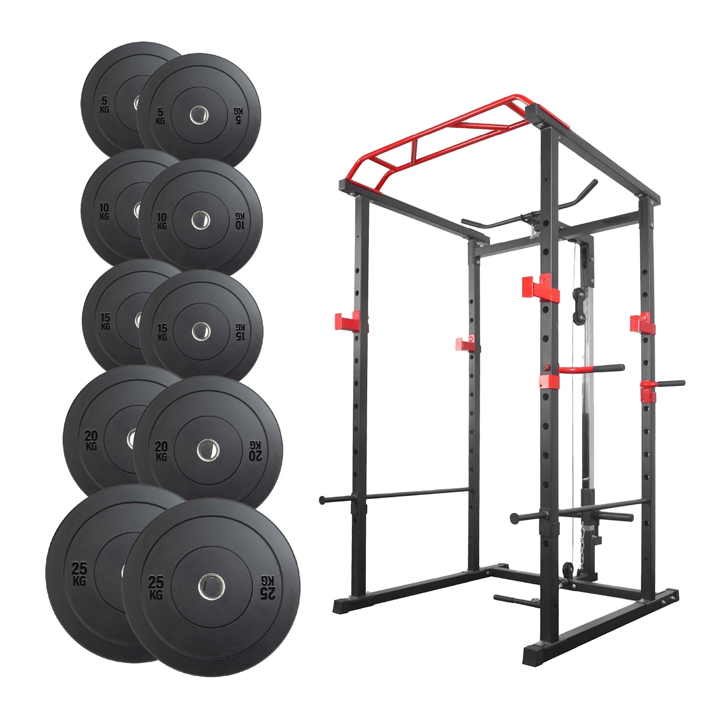 Professional Power Multi Cage with Integrated Cable Pulley System - Adjustable Height Strength Training Station with Heavy-Duty Steel Frame - Multi-Grip Pull-Up Bar for Complete Home Gym Workouts