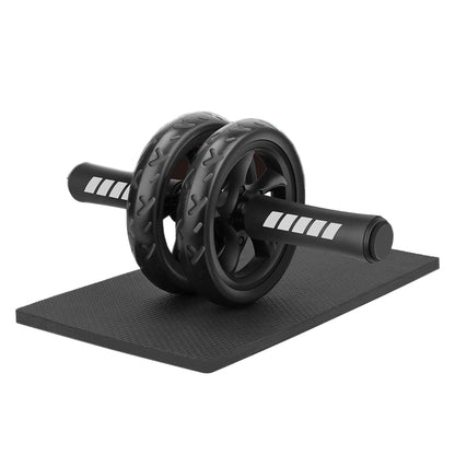 Double-Wheel Ab Roller for Core Training with Rebound Design - Premium Home Gym Core Trainer with Adjustable Elastic Band, Non-Slip Wheels and Ergonomic Handles - Includes High-Density Knee Mat
