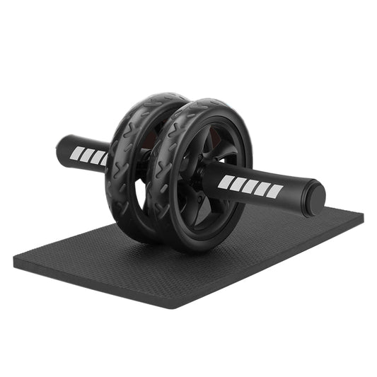 Double-Wheel Ab Roller for Core Training with Rebound Design - Premium Home Gym Core Trainer with Adjustable Elastic Band, Non-Slip Wheels and Ergonomic Handles - Includes High-Density Knee Mat