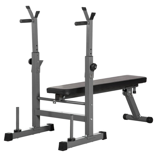 Adjustable Weight Bench with Dip Station & Barbell Rack – 250kg Capacity Heavy-Duty Foldable Strength Training Bench for Home Gym & Personal Studio