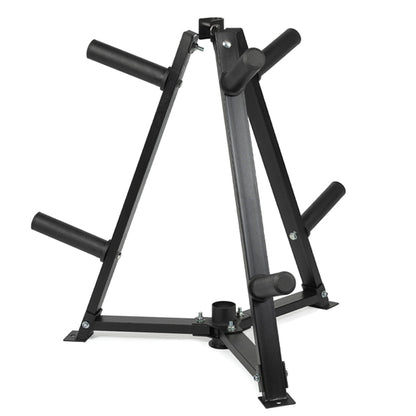 Heavy-Duty Vertical Weight Disc & Dumbbell Storage Rack - 300kg Capacity with 6 Fasten Clamps - Compact Space-Saving Design for Home Gym - 5cm Olympic Plate & Weight Organiser - Steel Frame
